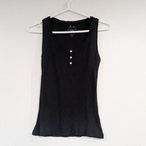 *3/$10* BNK Ribbed 3 Button Tank Black Size 36 (France) Size Small